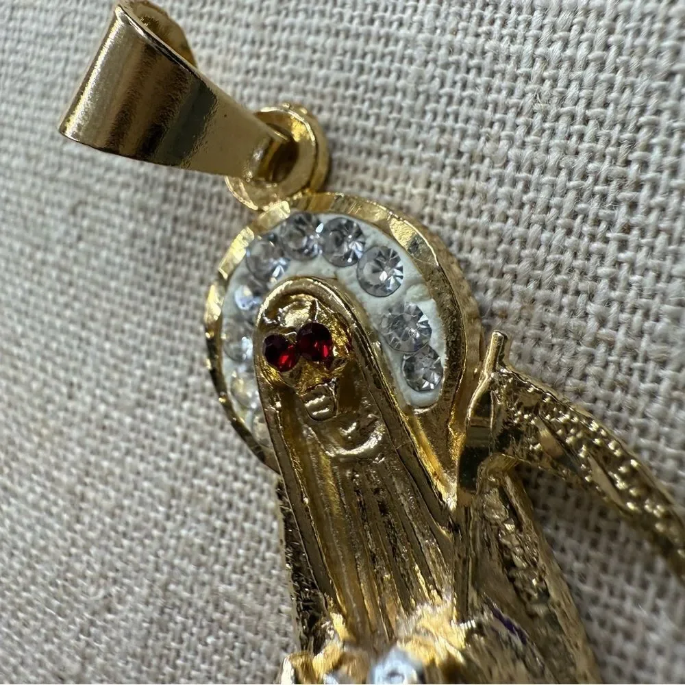 GOLD-PLATED SANTA MUERTE PENDANT (STEEL BASE)